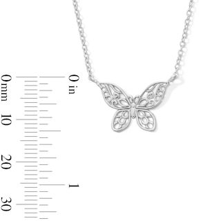 Sterling Silver Filigree Butterfly Pendant - 17" + 2"
