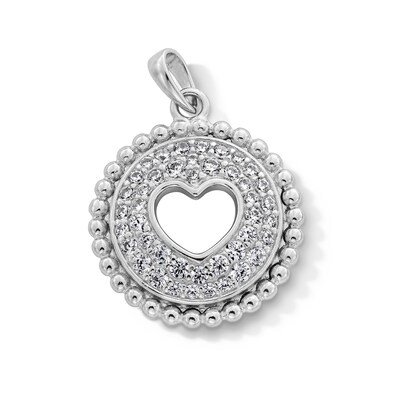 Sterling Silver CZ Heart Cutout Medallion Charm