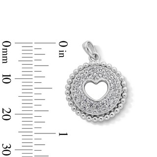 Sterling Silver CZ Heart Cutout Medallion Charm