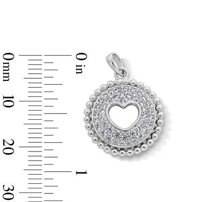 Sterling Silver CZ Heart Cutout Medallion Charm
