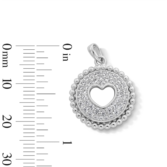 Sterling Silver CZ Heart Cutout Medallion Charm