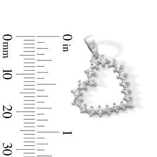 Sterling Silver CZ Outlined Heart Necklace Charm