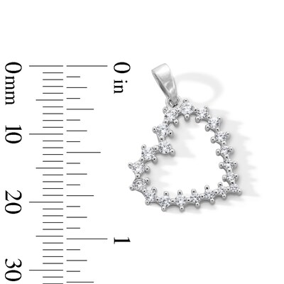 Sterling Silver CZ Outlined Heart Necklace Charm