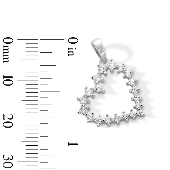 Sterling Silver CZ Outlined Heart Necklace Charm