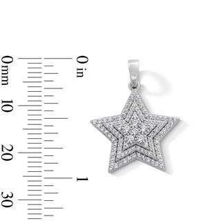 Sterling Silver CZ Layered Star Necklace Charm