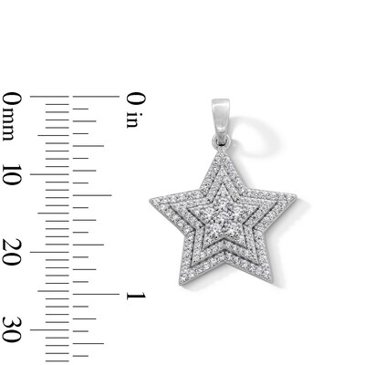 Sterling Silver CZ Layered Star Necklace Charm