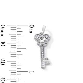 Sterling Silver CZ Butterfly Key Necklace Charm