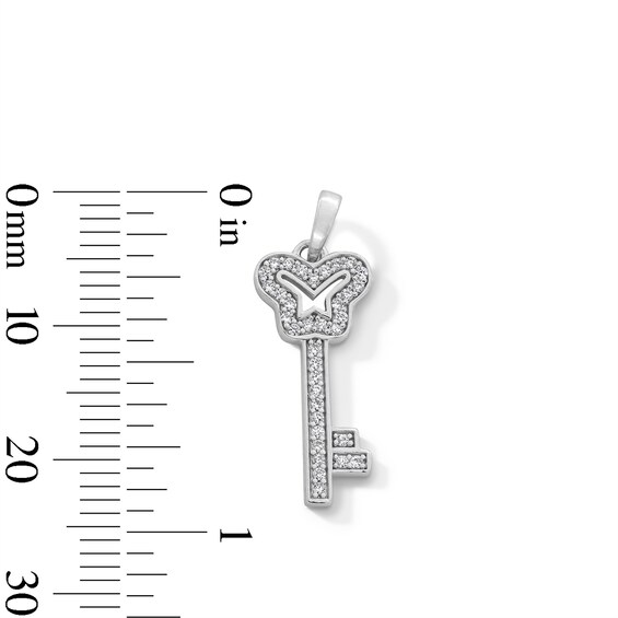Sterling Silver CZ Butterfly Key Necklace Charm