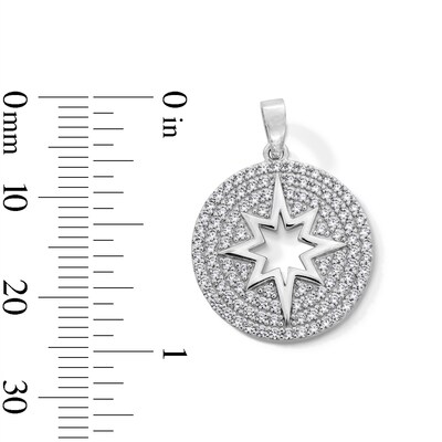 Sterling Silver CZ North Star Medallion Necklace Charm