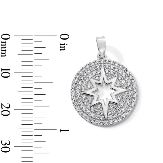 Sterling Silver CZ North Star Medallion Necklace Charm