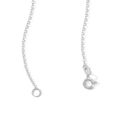 Solid Sterling Silver CZ Round Stone Pendant - 16" + 2"