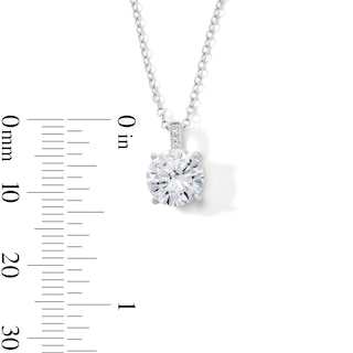 Solid Sterling Silver CZ Round Stone Pendant - 16" + 2"