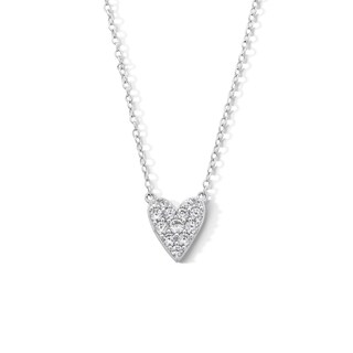 Sterling Silver CZ Cluster Heart Pendant - 16" + 2"