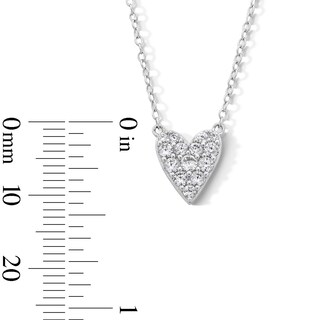 Sterling Silver CZ Cluster Heart Pendant - 16" + 2"