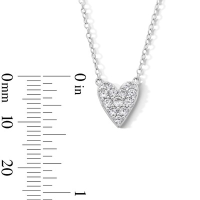 Sterling Silver CZ Cluster Heart Pendant - 16" + 2"