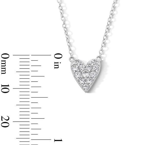 Sterling Silver CZ Cluster Heart Pendant - 16" + 2"