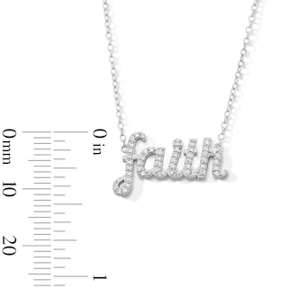 Sterling Silver CZ Faith Pendant - 16" + 2"