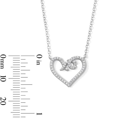 Solid Sterling Silver CZ XO Heart Pendant - 16" + 2"