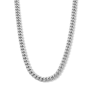 Solid Sterling Silver Textured Miami Cuban Curb Chain