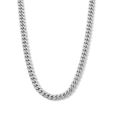 Solid Sterling Silver Textured Miami Cuban Curb Chain