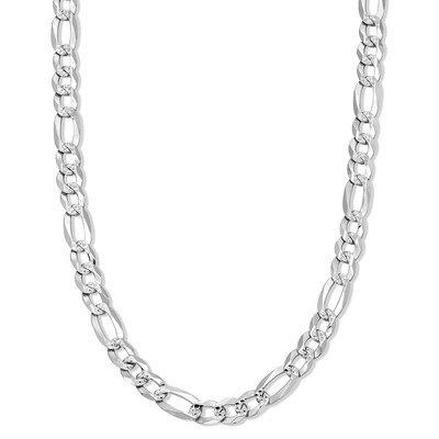 Solid Sterling Silver Diamond-Cut Figaro Chain - 24"