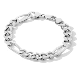 Solid Sterling Silver Diamond-Cut Figaro Chain Bracelet - 8"