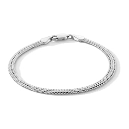 Solid Sterling Silver Diamond-Cut Foxtail Chain Bracelet - 7"