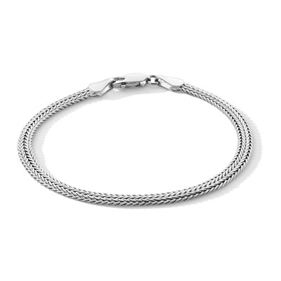 Solid Sterling Silver Diamond-Cut Double Foxtail Chain Bracelet - 7"