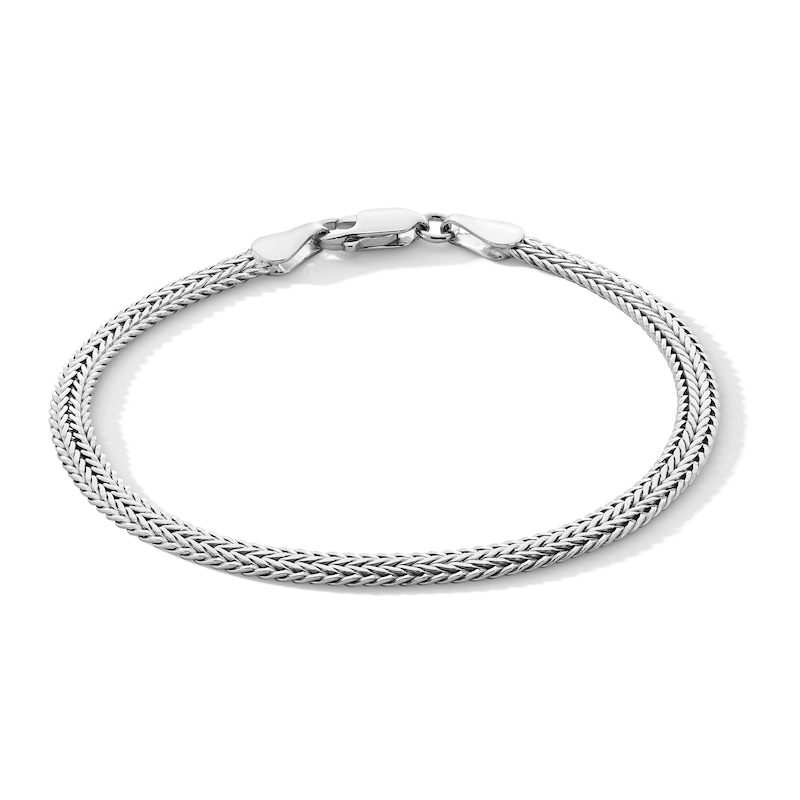 Solid Sterling Silver Diamond-Cut Double Foxtail Chain Bracelet - 7"