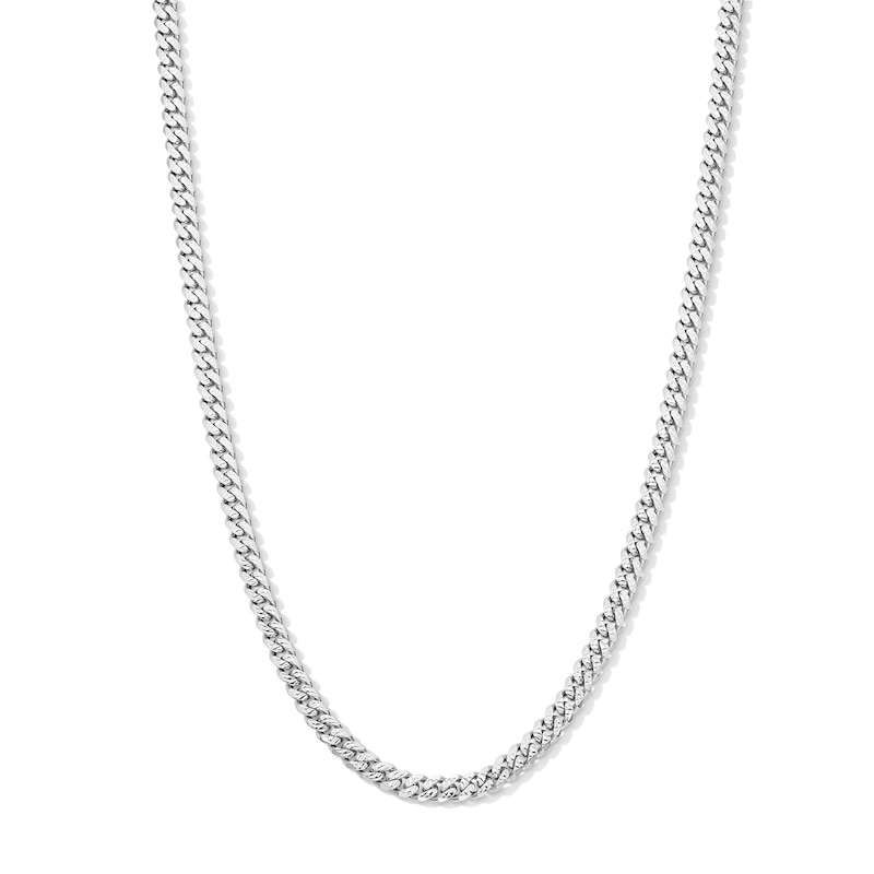 Main Image 1 of Solid Sterling Silver Diamond-Cut Miami Cuban Curb Chain - 22"