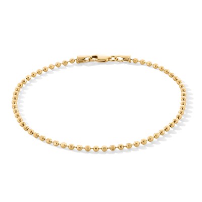 10K Solid Gold Bead Chain Bracelet - 7"