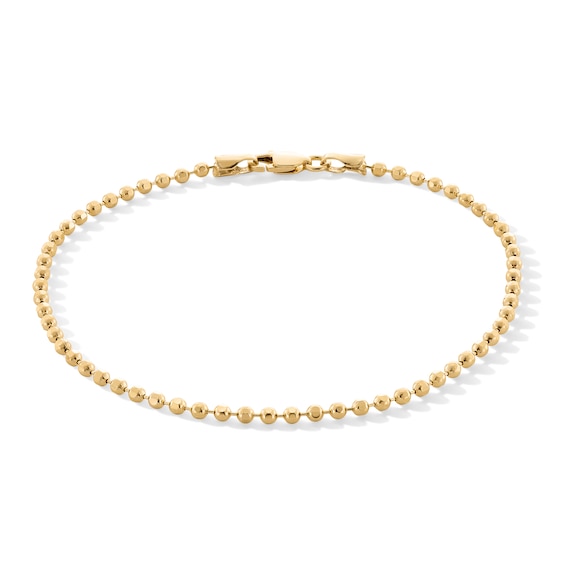10K Solid Gold Bead Chain Bracelet - 7"