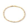 Thumbnail Image 1 of 10K Solid Gold Two-Tone “Mom” Heart Bracelet - 7”