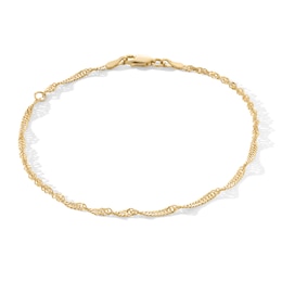 10K Solid Gold Twist Singapore Chain Bracelet - 7"