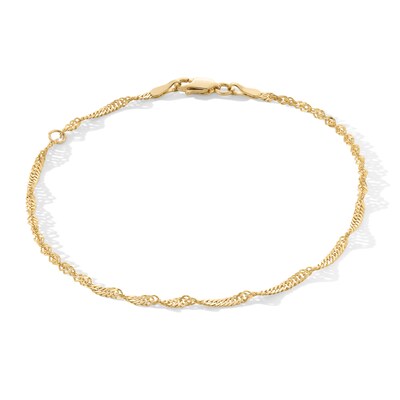 10K Solid Gold Twist Singapore Chain Bracelet - 7"