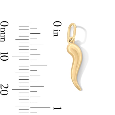 10K Hollow Gold Mini Italian Horn Necklace Charm