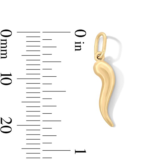 10K Hollow Gold Mini Italian Horn Necklace Charm