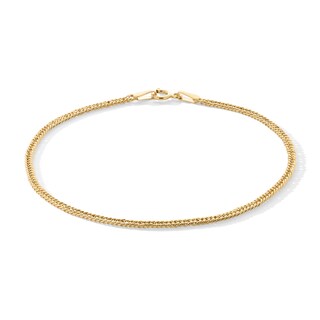 10K Gold Diamond-Cut Double Curb Chain Bracelet - 7"
