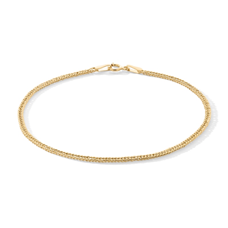 10K Gold Diamond-Cut Double Curb Chain Bracelet - 7"