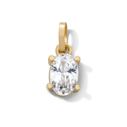 Semi-Solid 10K Gold Oval CZ Necklace Charm