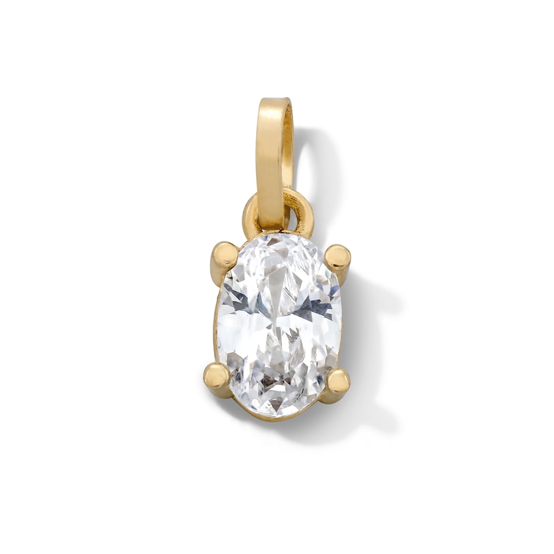 Main Image 1 of Semi-Solid 10K Gold Oval CZ Necklace Charm