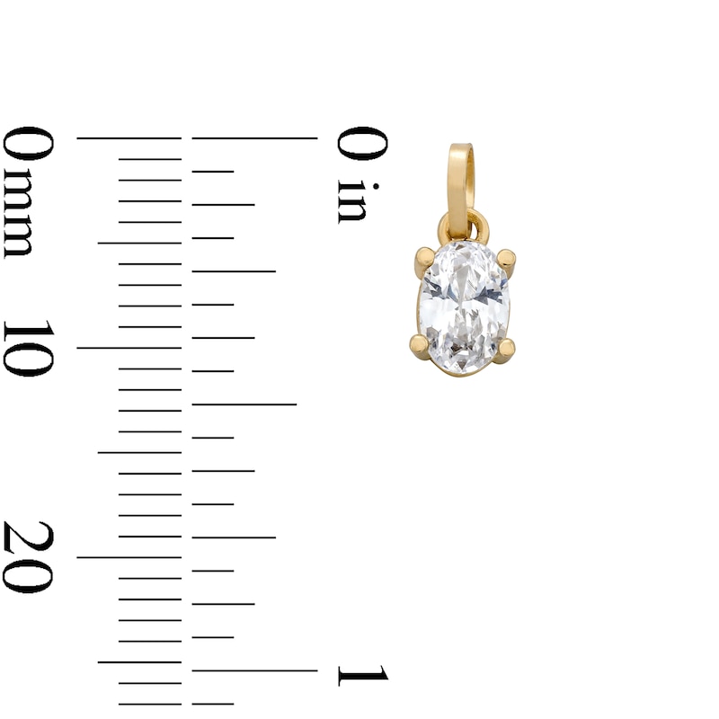Main Image 2 of Semi-Solid 10K Gold Oval CZ Necklace Charm