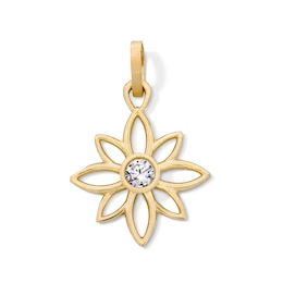 10K Semi-Solid Gold CZ Lotus Necklace Charm