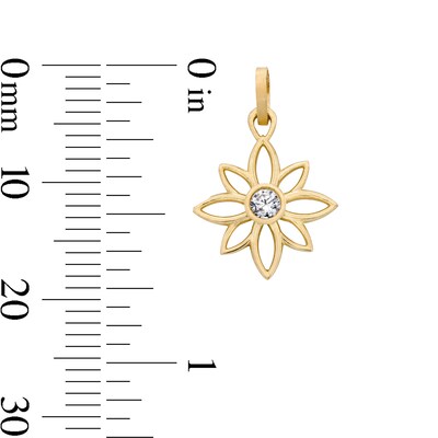10K Semi-Solid Gold CZ Lotus Necklace Charm