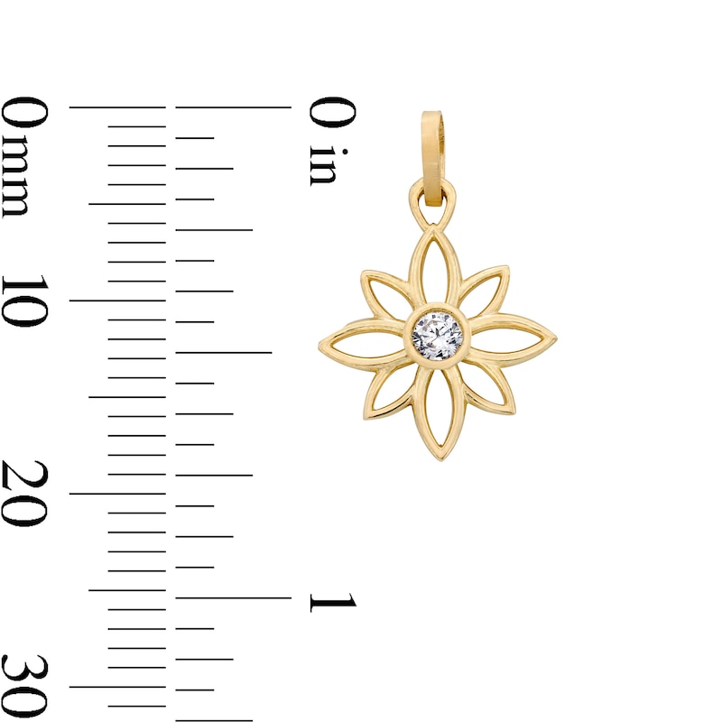 Main Image 2 of 10K Semi-Solid Gold CZ Lotus Necklace Charm