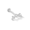 Thumbnail Image 1 of 14K White Gold CZ Round and Baguette Cartilage Barbell - 18G 5/16"