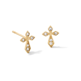 10K Gold CZ Small Cross Studs