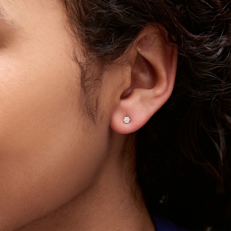 Main Image 2 of 10K Semi-Solid Gold CZ Rosette Studs