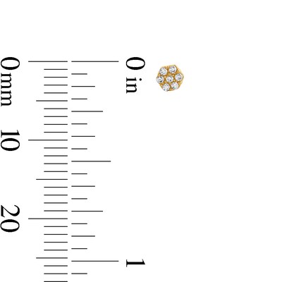 10K Semi-Solid Gold CZ Rosette Studs