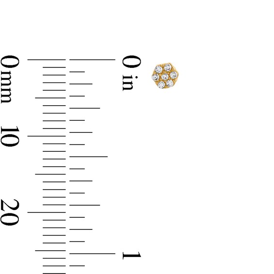 10K Semi-Solid Gold CZ Rosette Studs